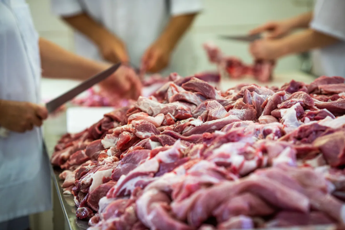 mesa com muita carne suína