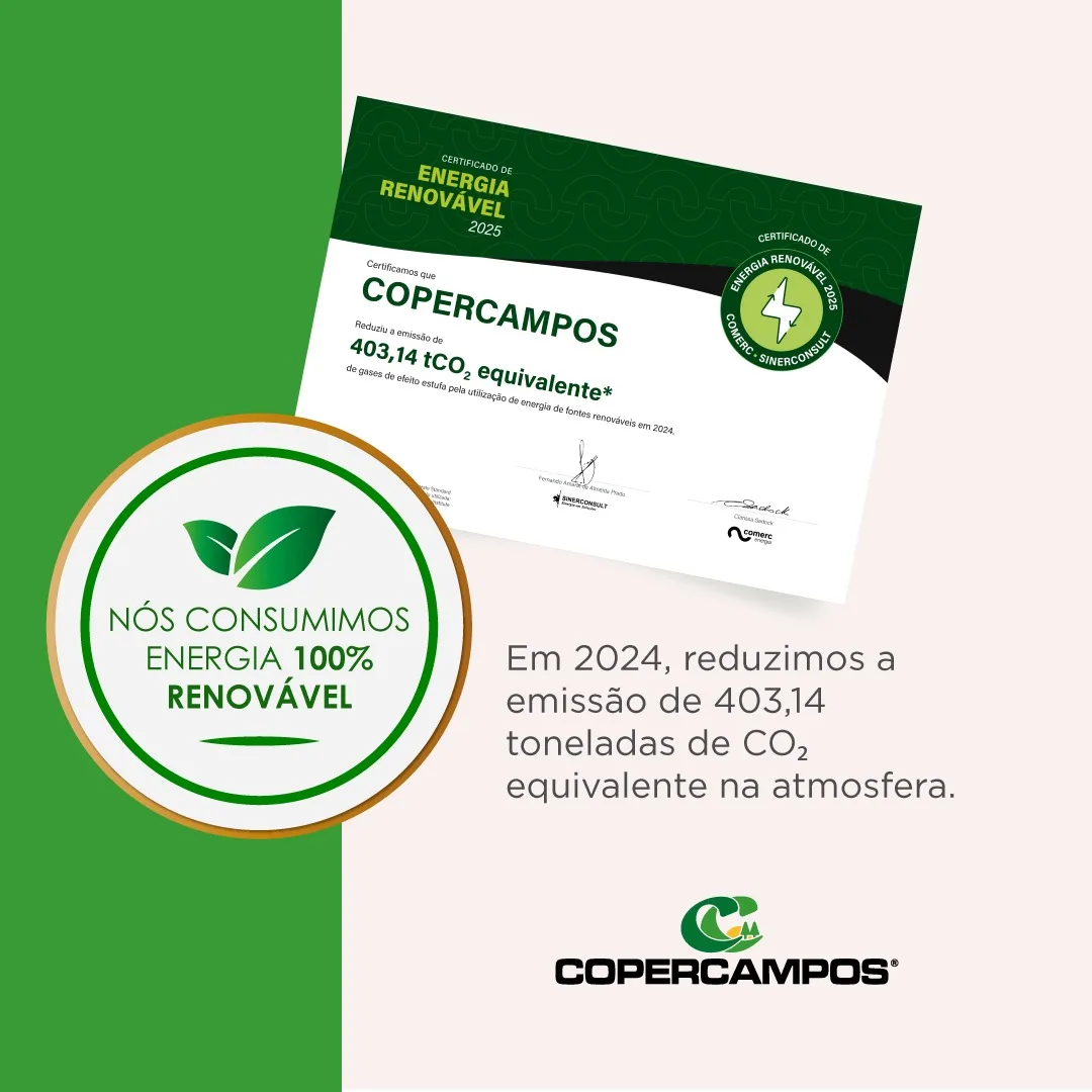 Foto do certificado da Copercampos.