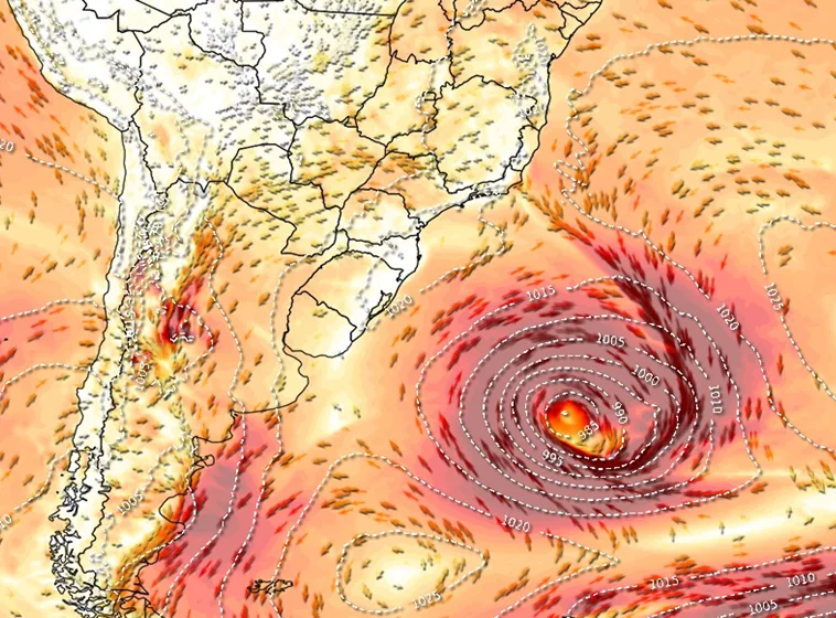 Gráfico que mostra o ciclone extratropical.